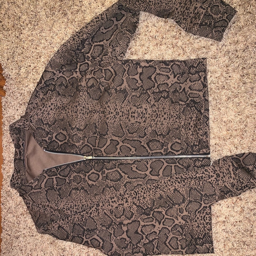 Crocodile print bomber jacket
